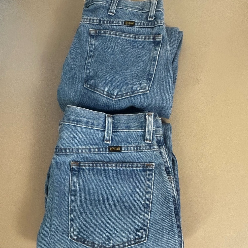 Rustler Men's 34x32 Straight Leg Light Wash Blue Denim Jeans Bundle of 2 - Picture 3 of 11